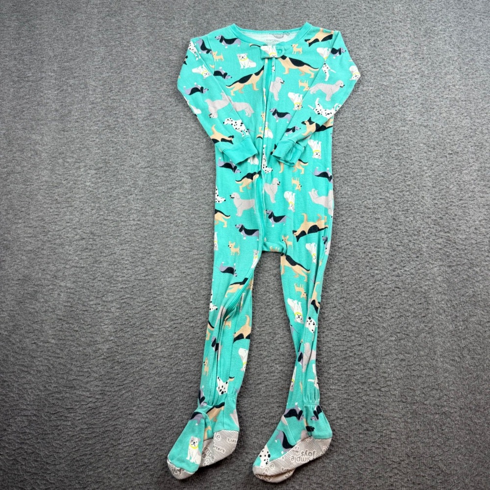 Simple Joys by Carters Footed Pajamas Kids 3T Teal Dog Print One Piece‎ Sleeper